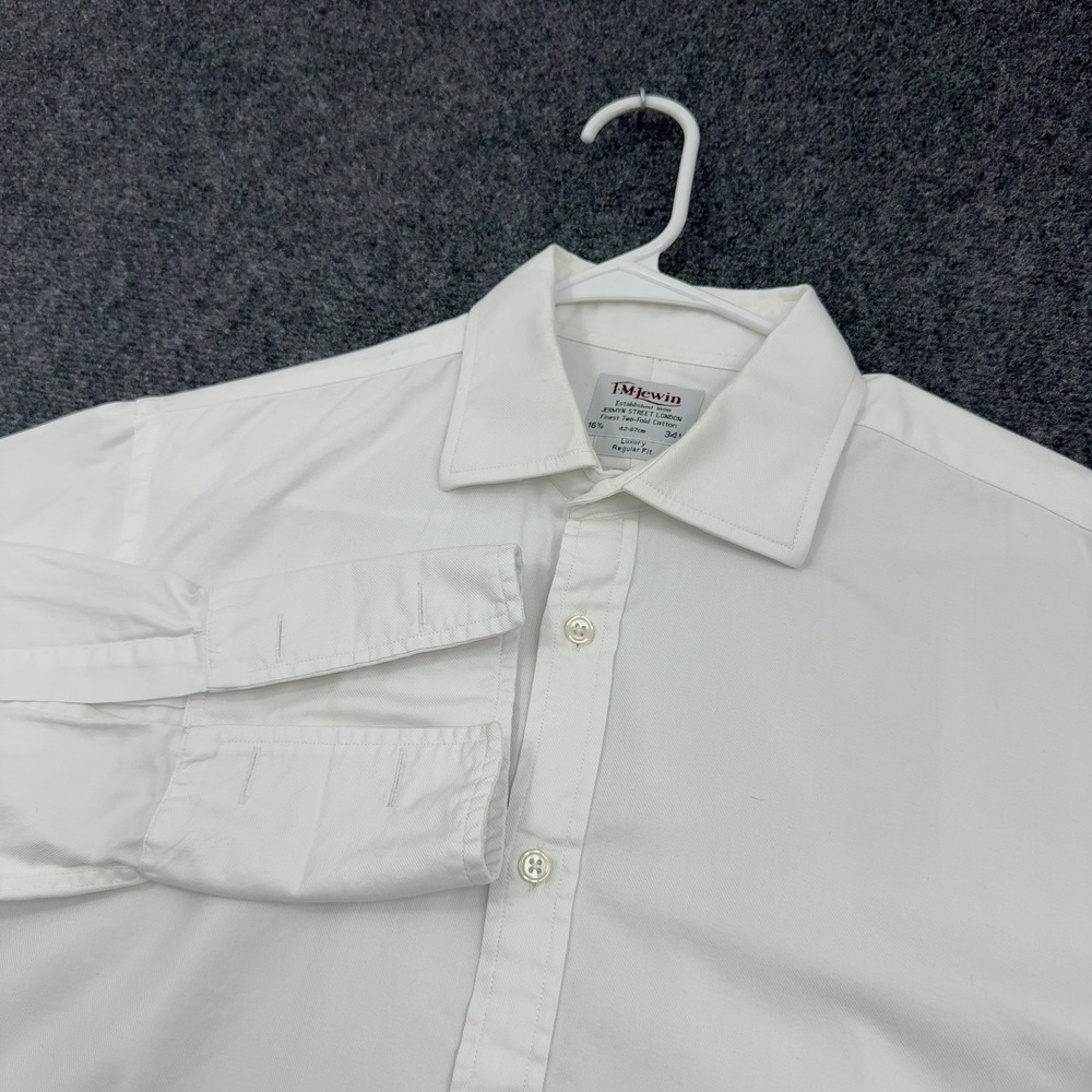 TM Lewin Dress Shirt Mens 16.5 White Cotton Luxury Regular Fit Classic Formal
